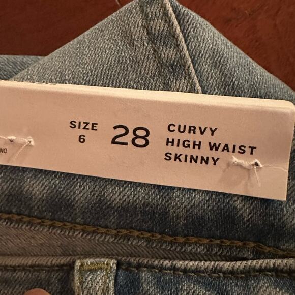 LOFT Curvy High Waist Skinny Jeans Blue Distressed NWT Size 6/28 6 28 - Picture 9 of 14